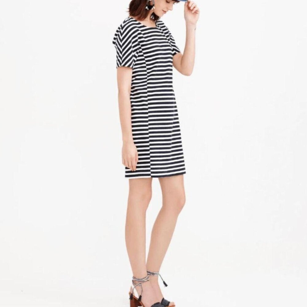 J. Crew Black and White Striped Mini Dress